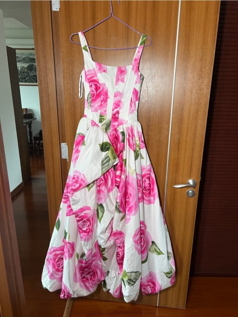 Aje Alani Rose Floral-Print Corset Cotton Ball Gown Bubble Hem AU6/US2
